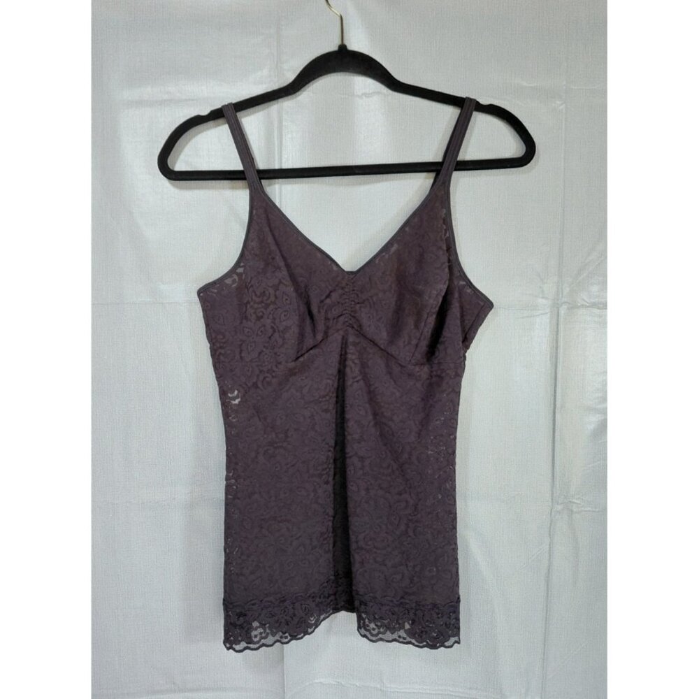 Bali Sheer Floral Lace Camisole Top XL‎ Black Coquette Babydoll Lingerie Goth